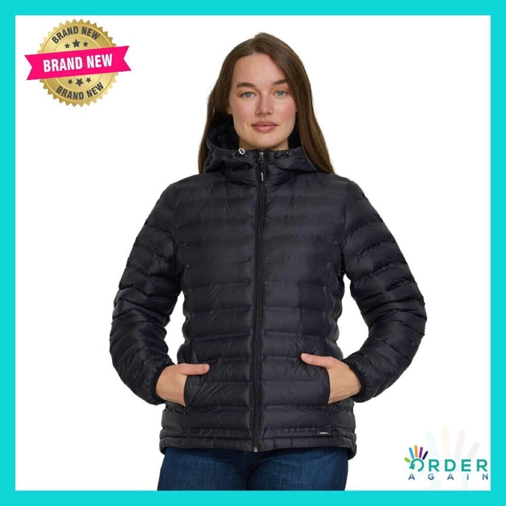Packable Puffer Jacket Hooded Lightweight Quilted Winter Coat Chic Travel